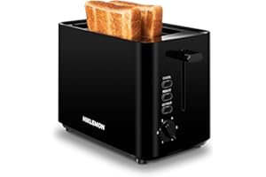 NIKLEMON Small Toaster 2 Slice, Mini Toaster with Wide Slots for Bagels,6 Browning Settings, Cancel/Defrost/Reheat Functions,