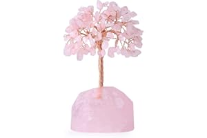 DUQGUHO Rose Quartz Crystal Tree Pink Decor Healing Crystal Gemstone Money Tree Feng Shui Office Desk Decor Reiki Luck Crystal Gifts