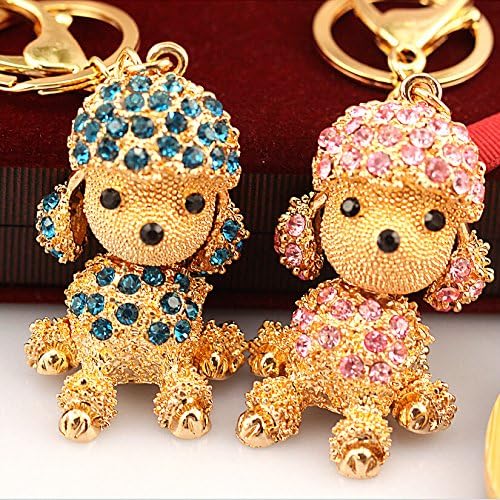 Angelangel Cute Charm Lovely Fashion Animal Dog Crystal Rhinestone Keychain Key Chain Purse Handbag Bag Decoration Gift Prize For Women Kids Girls