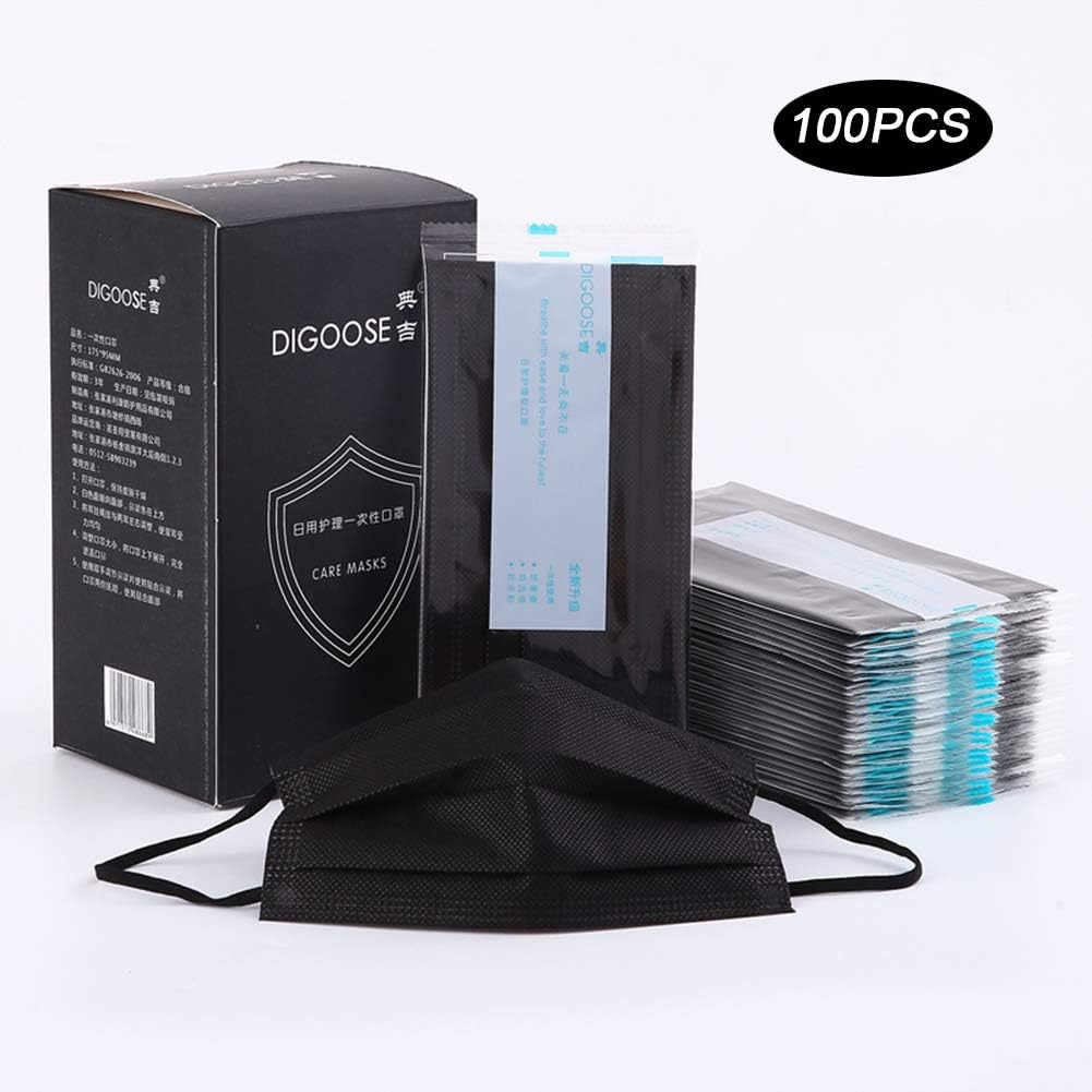 Individual Package Surgical Mask, 3+1 Layer Breathable Dustproof Mask, 100PCS Air Pollution Flu Protection Mask Medical Disposable Mask, Black