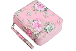 Lbxgap Rose Pencil Organizer - 72 Slot Case with Zipper for Watercolor Pens, Markers & More