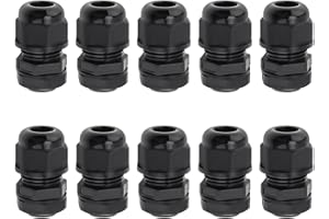 RTNLIT 3/8" NPT Cable Gland, Waterproof Adjustable Nylon Plastic Strain Relief Cord Connectors With Gaskets(Pack of 10)