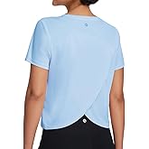 baleaf Women's Athletic Sun Shirts Short Sleeve Running Tops Workout Cropped Split Back UPF 50+ Quick Dry Lightweight