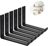 MLOQI 6 Pack Scaffold Board Shelf Brackets 5mm Thick Lip 12x6 inch Black view 1