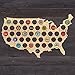 USA Beer Cap Map with States Borders - 17x10 inches - 43 Caps - Birch Plywood