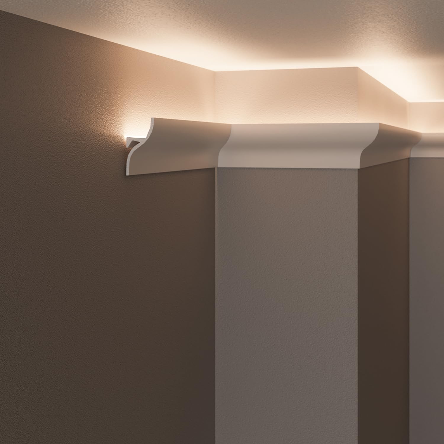 Veil Frames for LED Ceiling and Wall (4 or 10 Linear Metres - KH906), for Indirect Lighting with LED Strips | Decorative, Prefabricated in Duropolymer (10 m)