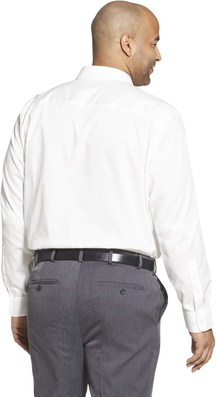 Calvin Klein Men's Big and Tall Dress Shirts Non Iron Herringbone Solid: Clothing