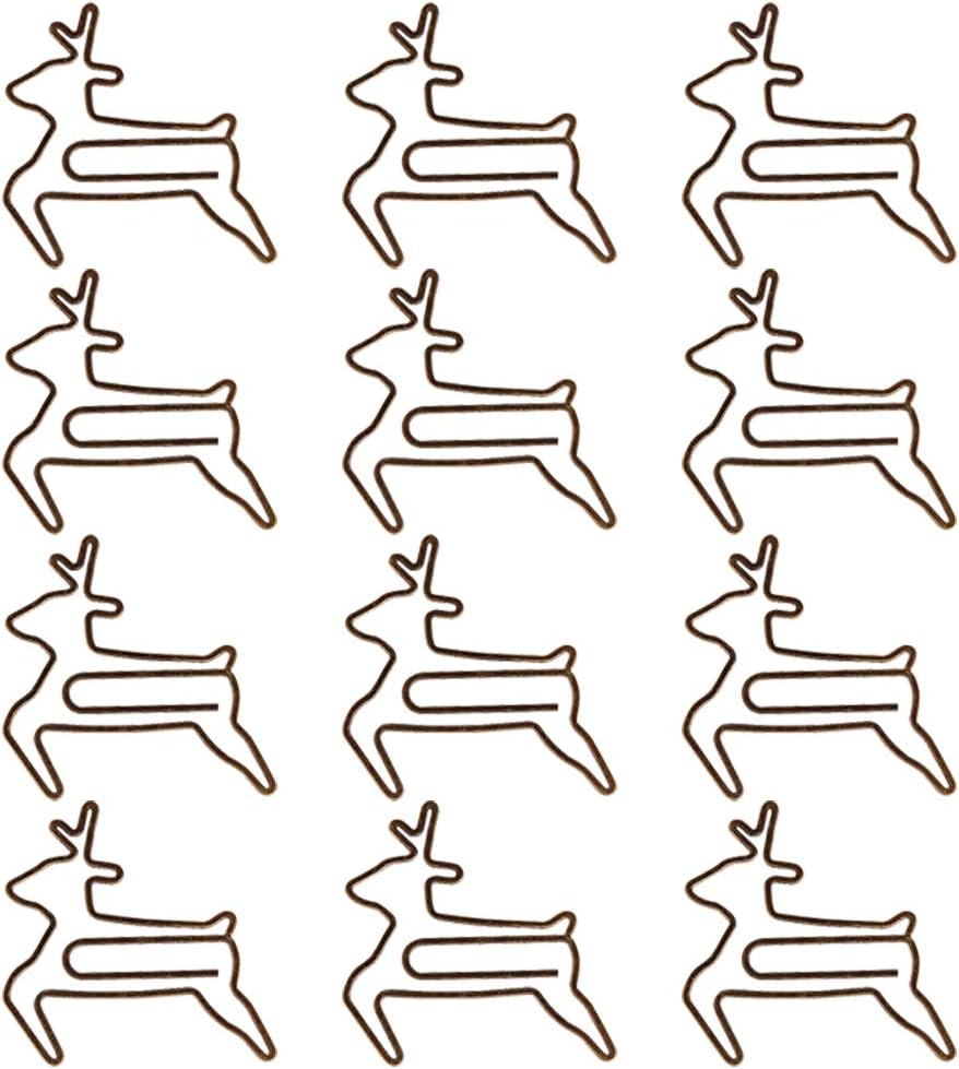 Haodou 6PCS Creative Paper Clips Lovely Carton Pig Reindeer Shaped Metal Paper Clip Clamps Bookmark for Art Projects Scrape Notebook Office School Supplies (Reindeer)