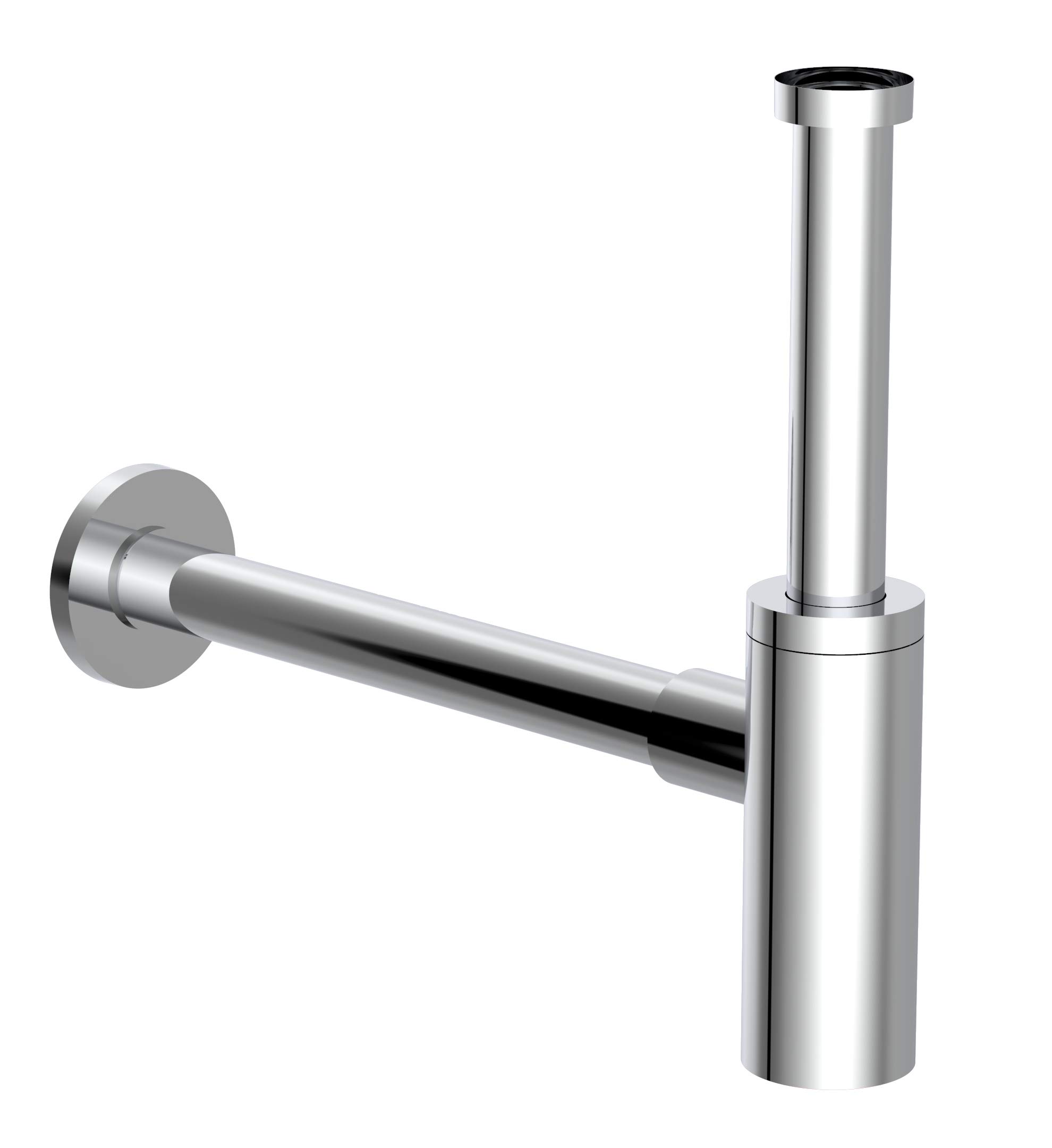 Kirchhoff Designer Siphon, Waste Fitting for Basin and Washbasin, Odour Trap with Cleaning Opening, Bottle Strap, Drain Pipe, 98166210, Chrome — image 1