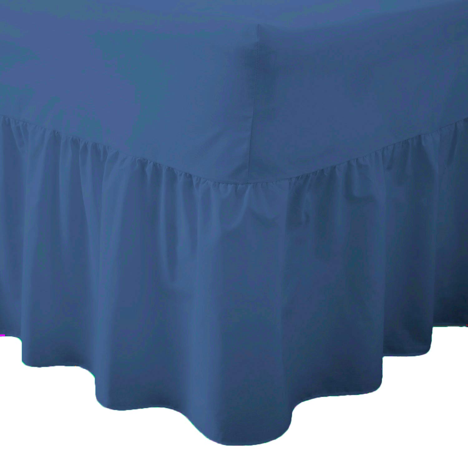 AmigoZone Plain Pollycotton Valance Fitted Sheet Or Pillow Pair Cases (Double, Mid Blue)