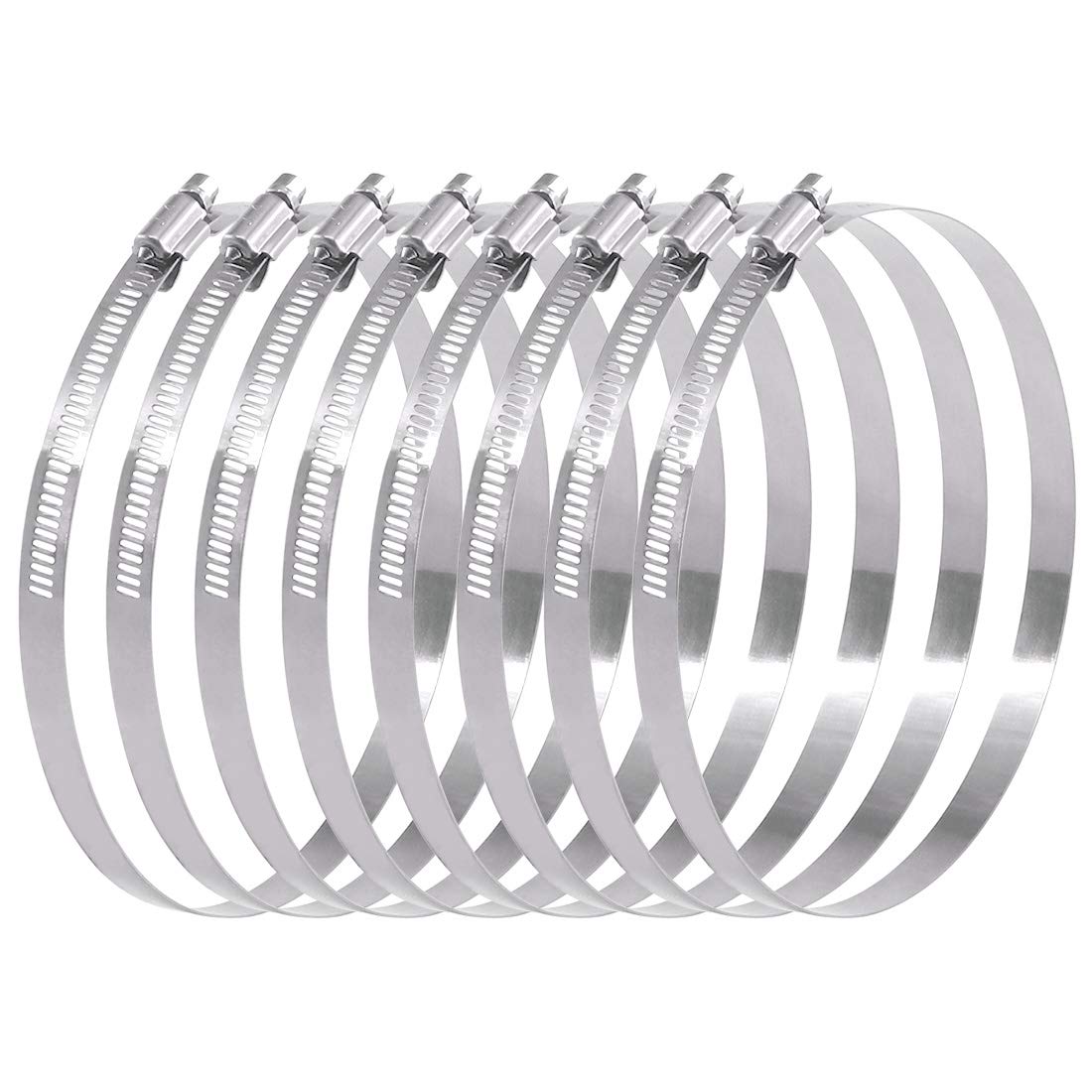 Swpeet 8Pcs 5-6inch (130-152mm) Hose Clamp 304 Stainless Steel Adjustable Range Worm Gear Hose Clamp Fuel Line Clamp Perfect for Plumbing, Automotive and Mechanical Applications — image 1