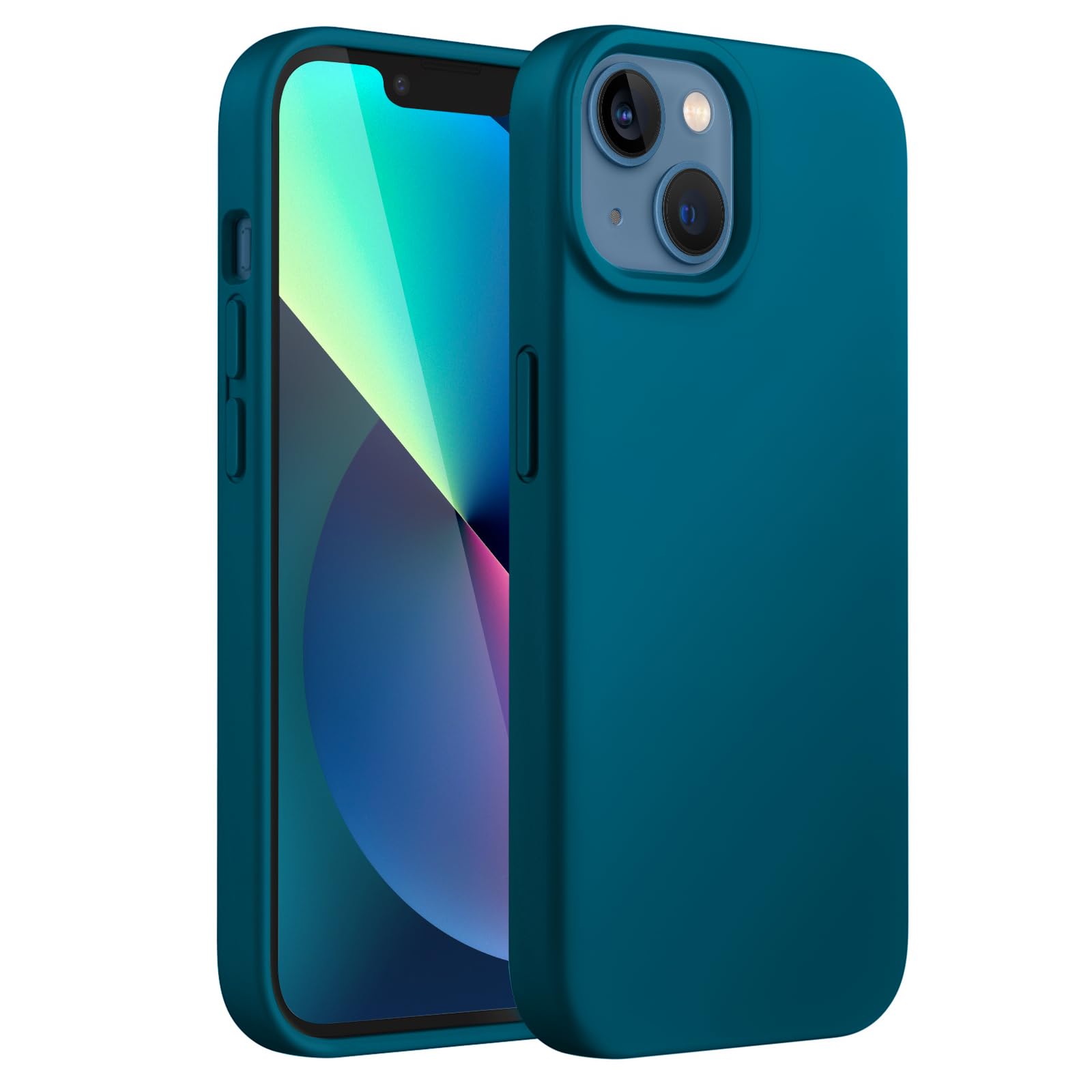 JETech Silicone Case for iPhone 13 mini 5.4-Inch, Silky-Soft Touch Full-Body Protective Phone Case, Shockproof Cover with Microfiber Lining (Teal)