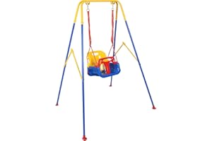 RORMCHENY 3-in-1 Toddler Swing Set, Metal A-Frame Hammock Chair Stand, Foldable Baby Swing Frame, Easy to Assemble & Store, Indoor/Outdoor Swing Stand for Toddler Baby Jumper Chair (SEAT)