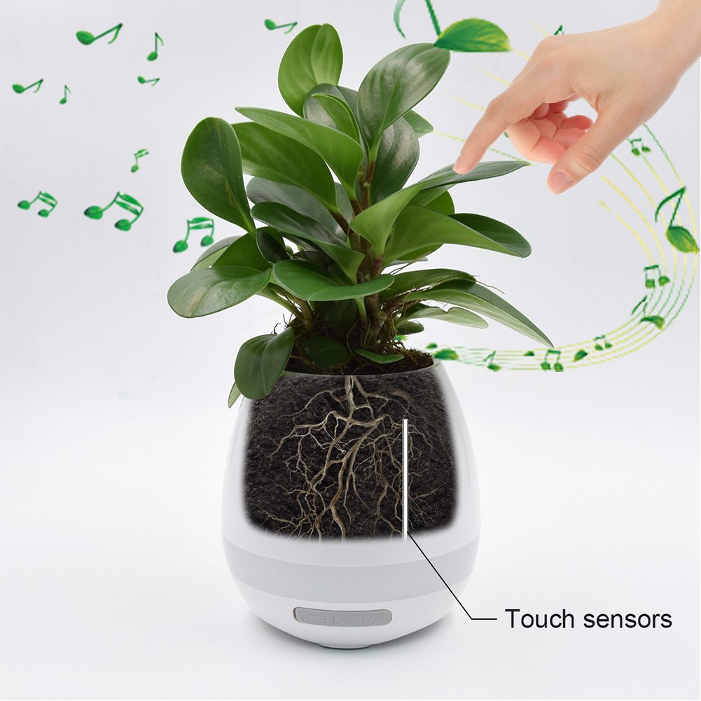 Music Plant Pot, ALBK LED Flower Pot Multi-color Night Light, Smart Touch Plant Piano Music Playing with Bluetooth Speaker as Gift, Decoration-USB Charge(Without Plants)
