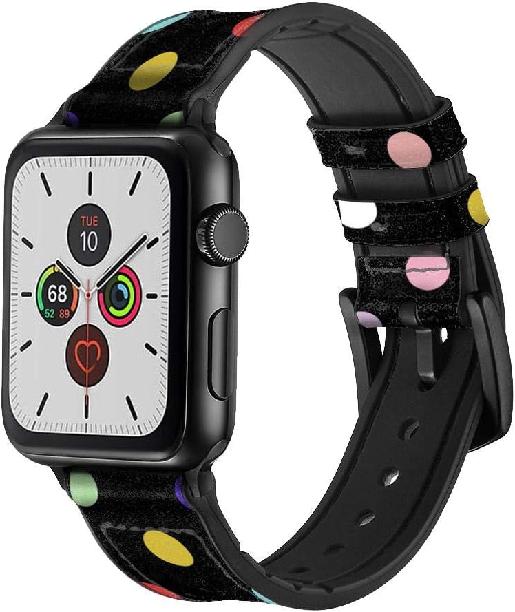 CA0816 Colorful Polka Dot Leather & Silicone Smart Watch Band Strap for Apple Watch iWatch Size 38mm/40mm