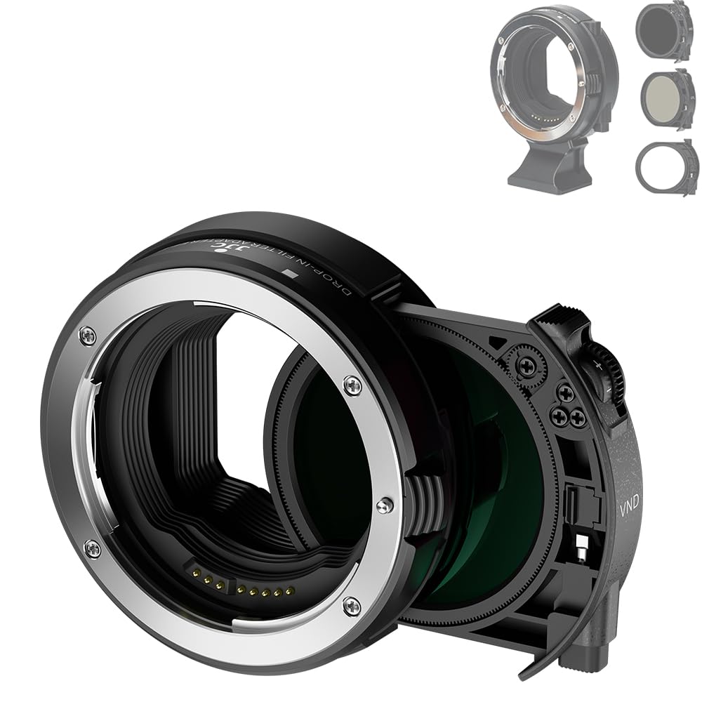 JJC Camera Lens Mount Adapter Replaces for Canon Drop-In Filter Mount Adapter EF-EOS R - with C-PL+NDV insertion filter for Canon EF/EF-S Lens to RF Mount Camera EOS R10 R7 R RP R5 R6