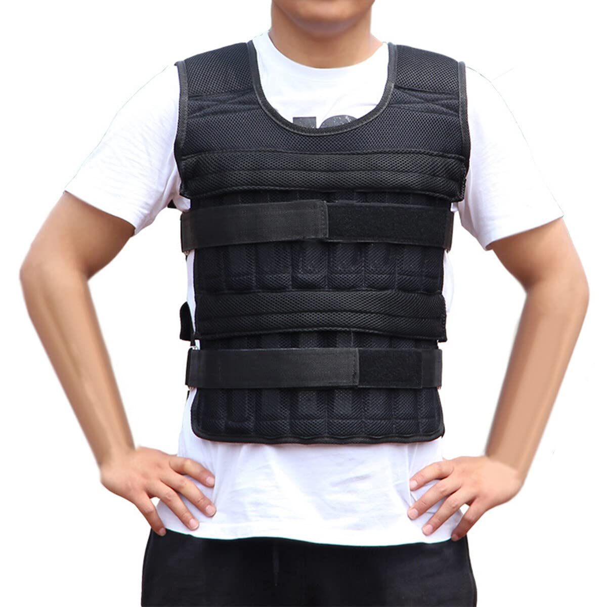Weighted Vest Compact & Adjustable Weights Holds up to 33LB/15kg Loading Weights Jacket for Fitness Weighted Vests for Men Women Exercise (Empty pockets, Weights Not Included)