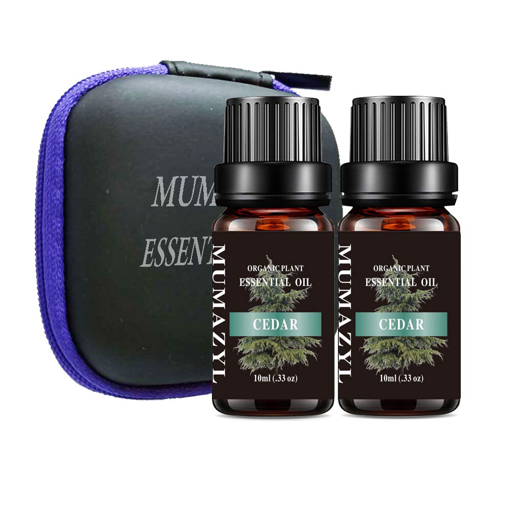 MUMAZYL 2Pack Cedar Essential Oil Organic Olant & Natural 100% Pure Therapeutic Grade Cedar Oil Perfect for Diffuser, Humidifier, Massage, Aromatherapy, Skin & Hair Care-2x10ml
