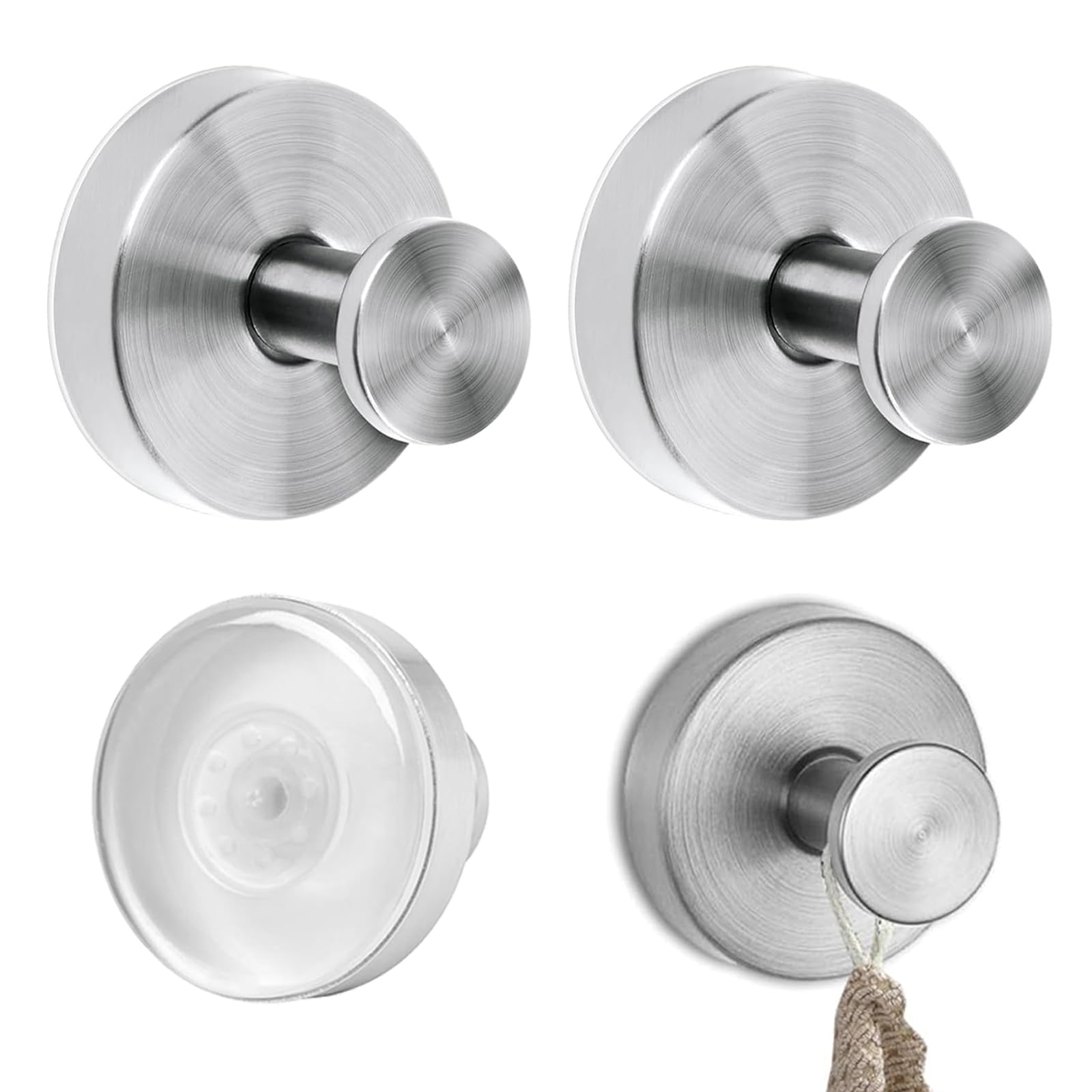 BPTZYLN 2 Pcs Upgraded Shower Hooks, Suction Hooks for Bathroom, Mounting on Glass Shower Doors
