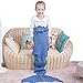 SENYANG Mermaid Tail Blanket, Mermaid Blanket for Kids Hand Crochet Snuggle Kids Mermaid Blanket for Girls, Sweet Girls Gifts for Girls Toys (Ruffle-Lake Blue)