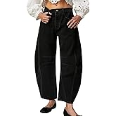 CHARTOU Women's Wide Leg Cropped Baggy Y2k Mid Rise Jeans - Boyfriend Harem Denim Pants