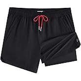 maamgic Mens Swim Trunks 5" with Compression Liner Stretch Quick Dry Swim Shorts Swimming Trunks Bathing Suits