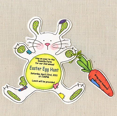 Personalized Handcut Easter Bunny Birthday Party - Egg Hunt - Invitations - Set of 10