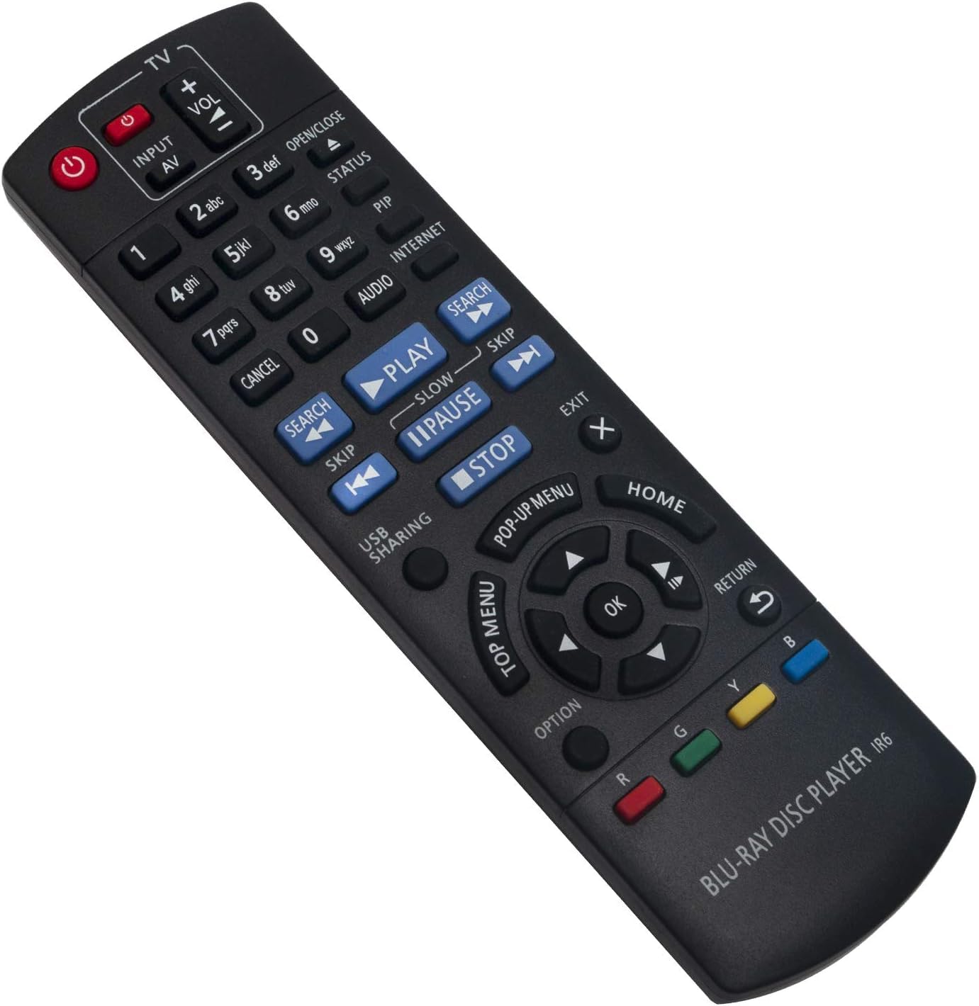 VINABTY N2QAYB001033 Replacement Remote Control fit for Panasonic IR6 Blu-Ray Disc Player SC-BTT500EBS SC-230EBS SA-BTT400EBK SC-BTT282 SCVBTT100EBK SC-BTT590