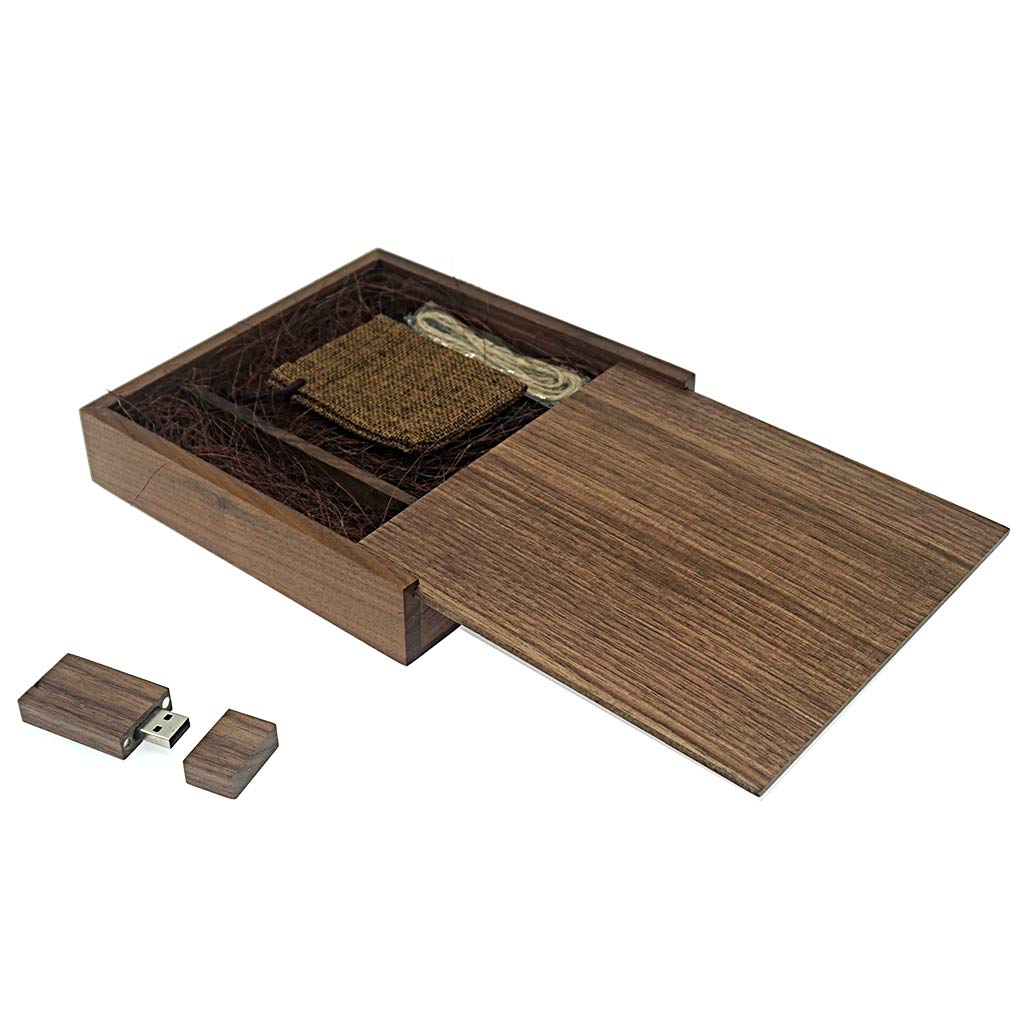 Desuerte Walnut Wooden USB 2.0 Flash Drive Gift Set - 16GB Memory Stick with Elegant Walnut Box and Personalized Touch - Perfect for Weddings, Holidays, Thoughtful Gifts for Friends, Family