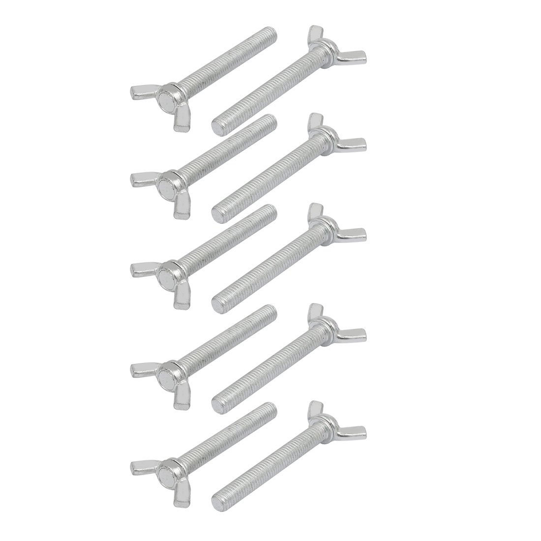 sourcing map M8x60mm Grade 4.8 Carbon Steel Wing Bolt Butterfly Screw 10pcs