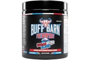 BUFF BARN Pre-Workout - Sugar Rush Slush. 380 Grams. 40 Servings. Canadian Made.