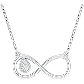 Rosec Jewels Certified CZ Diamond Infinity Necklace With Silver Chain, Aaaa Quality, Cubic Zirconia Love Knot Necklace -Ready To Gift