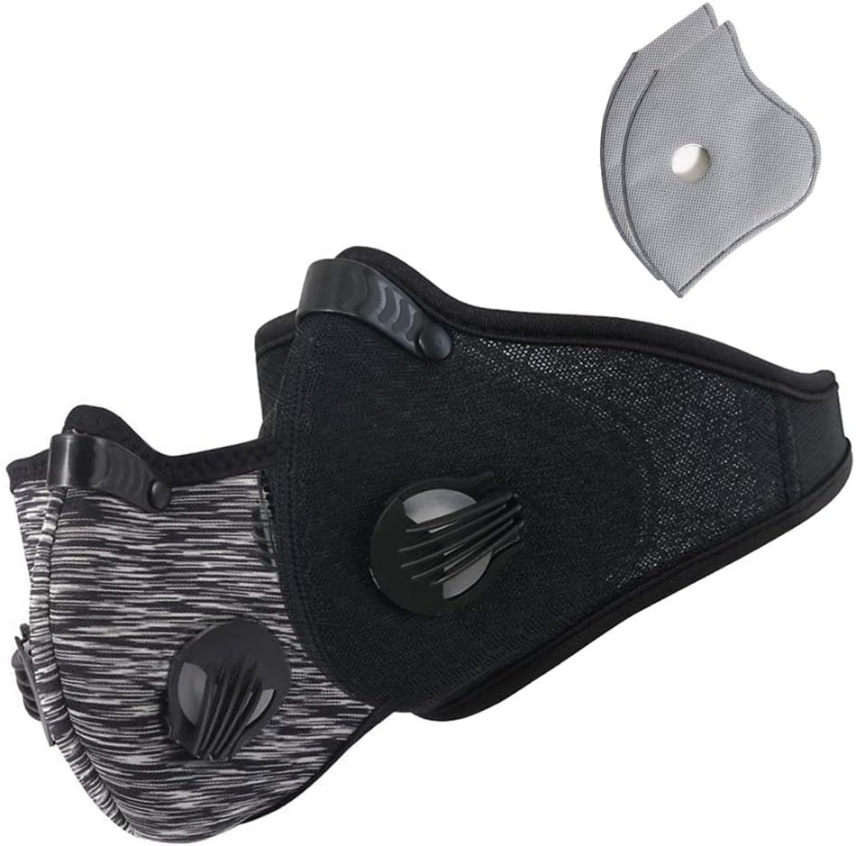 Novemkada Dustproof Masks - Activated Carbon Dust Mask with Extra Filter Cotton Sheet and Valves for Exhaust Gas, Pollen Allergy, PM2.5, Running, Cycling