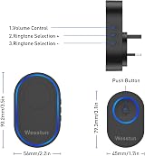 Wesstun Wireless Doorbell Kit with 2 Receivers IP67 300m 39 Ringtones view 2