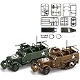 ViiKONDO 1/72 Scale Model Kit Military Vehicle Toy WWII US M3A1 Half-Track Armored Truck Army Assembly Tabletop Wargame Diorama Hobby Building (Green/Tan)