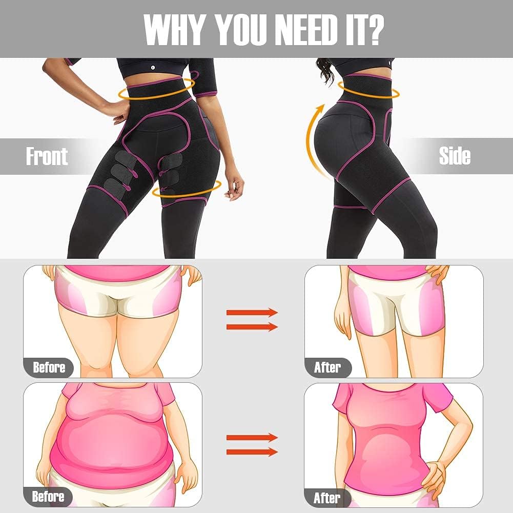 Waist and Thigh Trainer Butt Lifter Neoprene Hip Raise Thigh Slimmer Sweat Trimmer Plus Size Women and Men Workout: Clothing