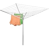 Household Essentials Collapsible Umbrella Clothesline Outdoor Dryer in Aluminum Arms and Steel Post, Silver