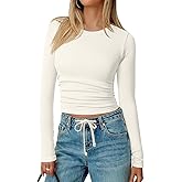 TOB Womens Shirts Long Sleeve Crew Neck Basic Fitted Crop Tops Casual Fashion T-Shirt for Women
