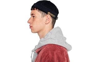 CLAPE Mens Denim Brimless Skullcap Sailor Cap Rolled Cuff Retro Beanie Hat Work Beanie Harbour Hat