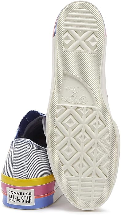 converse blue all star denim rainbow ox trainers