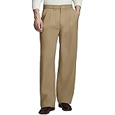Susclude Mens Casual Dress Pants Old Money Pleated Baggy Wide Leg Slacks Vintage Stylish Relaxed Fit Work Trousers