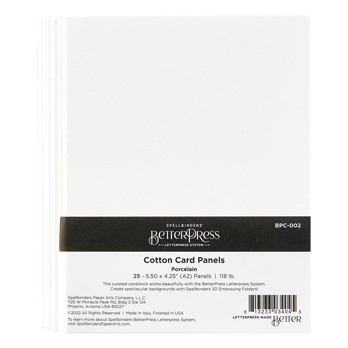BetterPress Cotton Card Panels A2 Porcelain, White