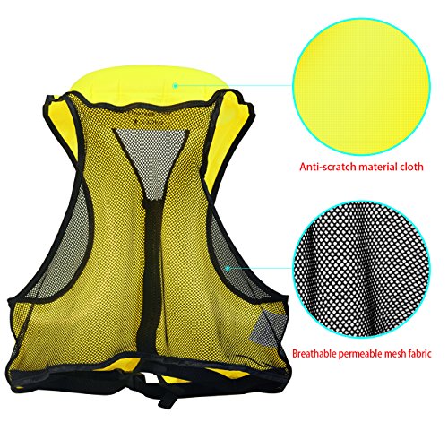 OMOUBOI Life Jacket Snorkel Vest Adult Inflatable Swim Snorkel Vest for Snorkeling, Suitable for 80-220lbs
