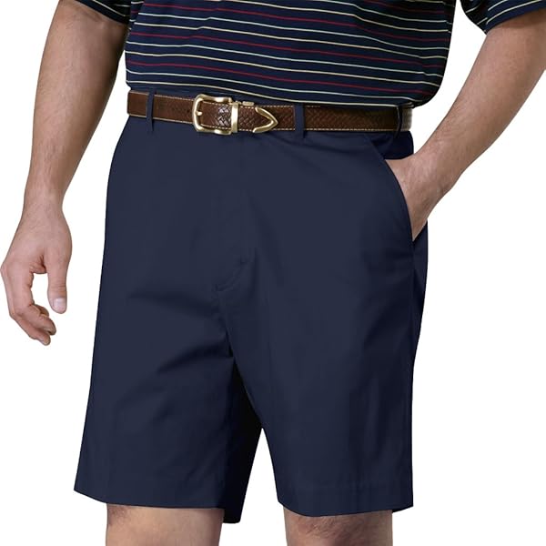 Club Room Flat Front Shorts - Officer Navy Cotton Shorts With 9.5" Inseam