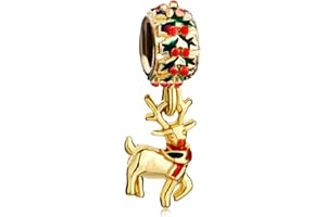 LSxAB Christmas Charm Xmas Tree and Reindeer Snowman Bead Compatible with Pandora Bracelets
