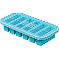 Souper Cubes 1/2-Cup Freezing Tray with lid, Aqua, makes 6 perfect 1/2 cup portions, freeze pesto, salsa, sauce, food