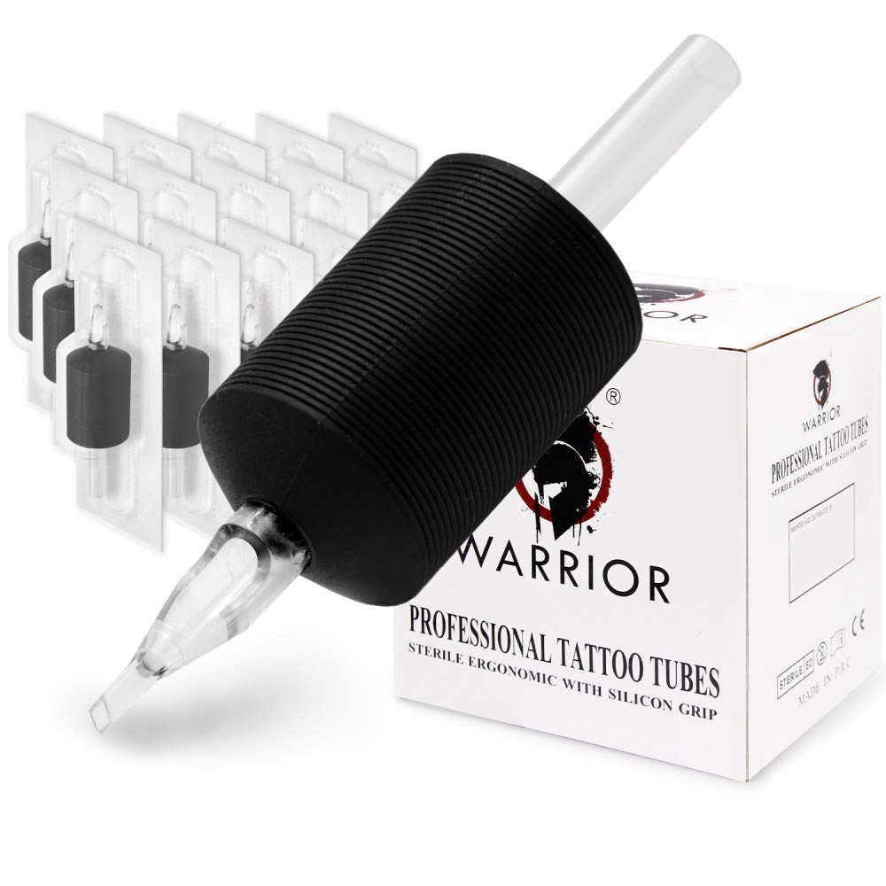 WARRIOR Tattoo Tubes/Disposable Tattoo Grip with Long Tip in Soft Rubber 30mm Diamond Shader Pack of 15 pcs (1.2/5D)