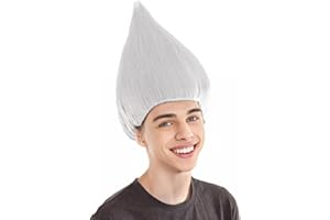 BC GOODS BY Unisex Adult Troll Wigs Collections | Synthetic Fiber Costume Wig for Men and Women | Capless Cap Halloween Colorful 80s Wigs | Trolls TV Movie Cosplay Costume Accessories - White