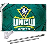 North Carolina Wilmington Seahawks Flag with Pole and Bracket Holder University Set