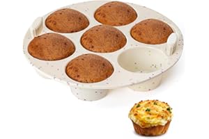 CAKETIME Silicone Muffin Pan for Air Fryer Oven Instant Pot, Nonstick 7 Cups Easy To Handle for Baking Egg Bites Muffin Tart Cupcake Mini Quiche 1 Pack Confetti